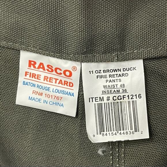 New. Rasco FR, Brown Duck Carpenter Pants. Size 48 x 36 - Picture 6 of 8